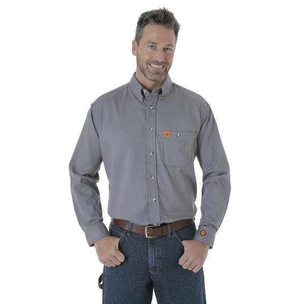 Wrangler FR Lightweight Button Down Work Shirt in gray